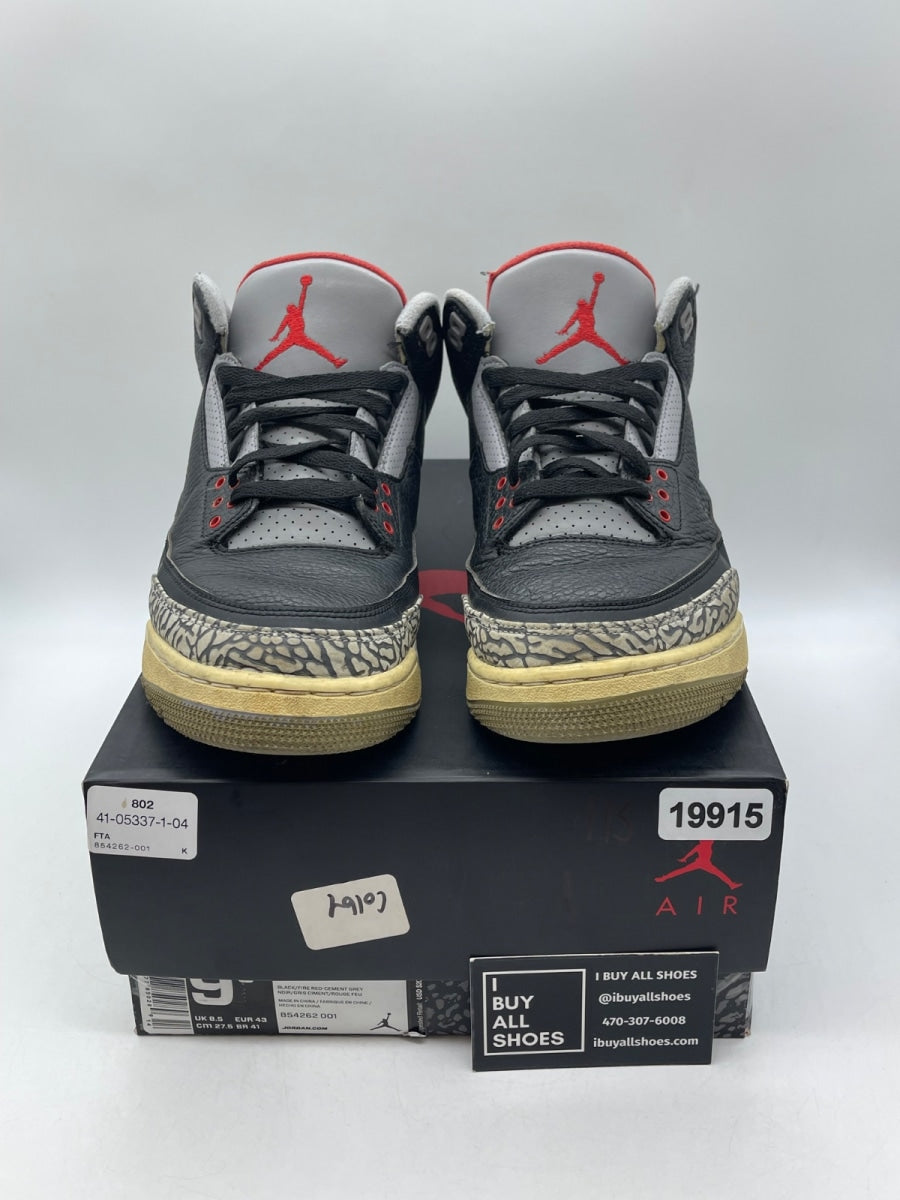 Jordan 3 Retro Black Cement (2018) 9.5 (Heavily Worn Pre-Owned) - Image 2