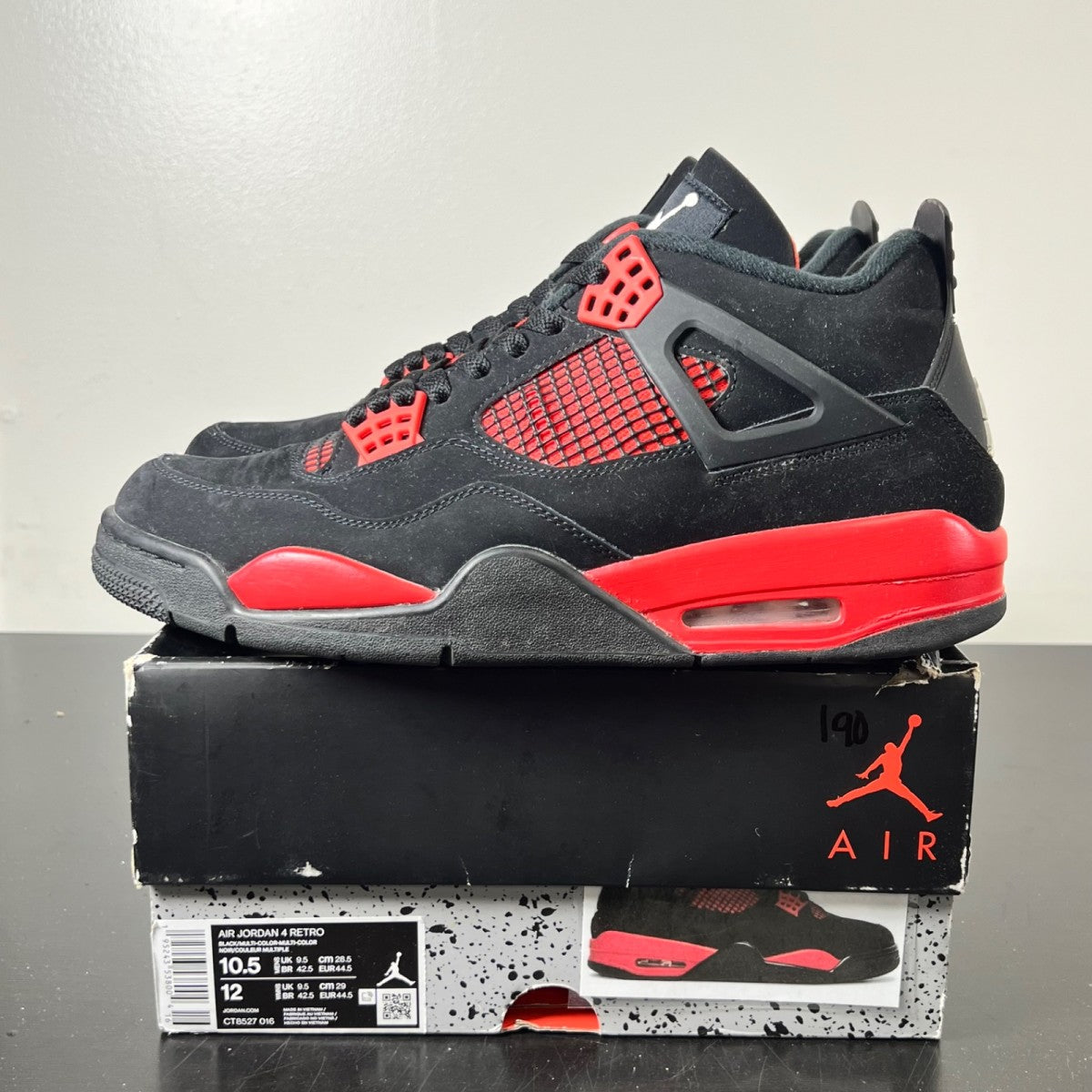 Jordan 4 Retro Red Thunder 10.5 (Lightly Worn Pre-Owned)JordanBlack/Multi-Color-Multi-Color-Crimson - Image 3