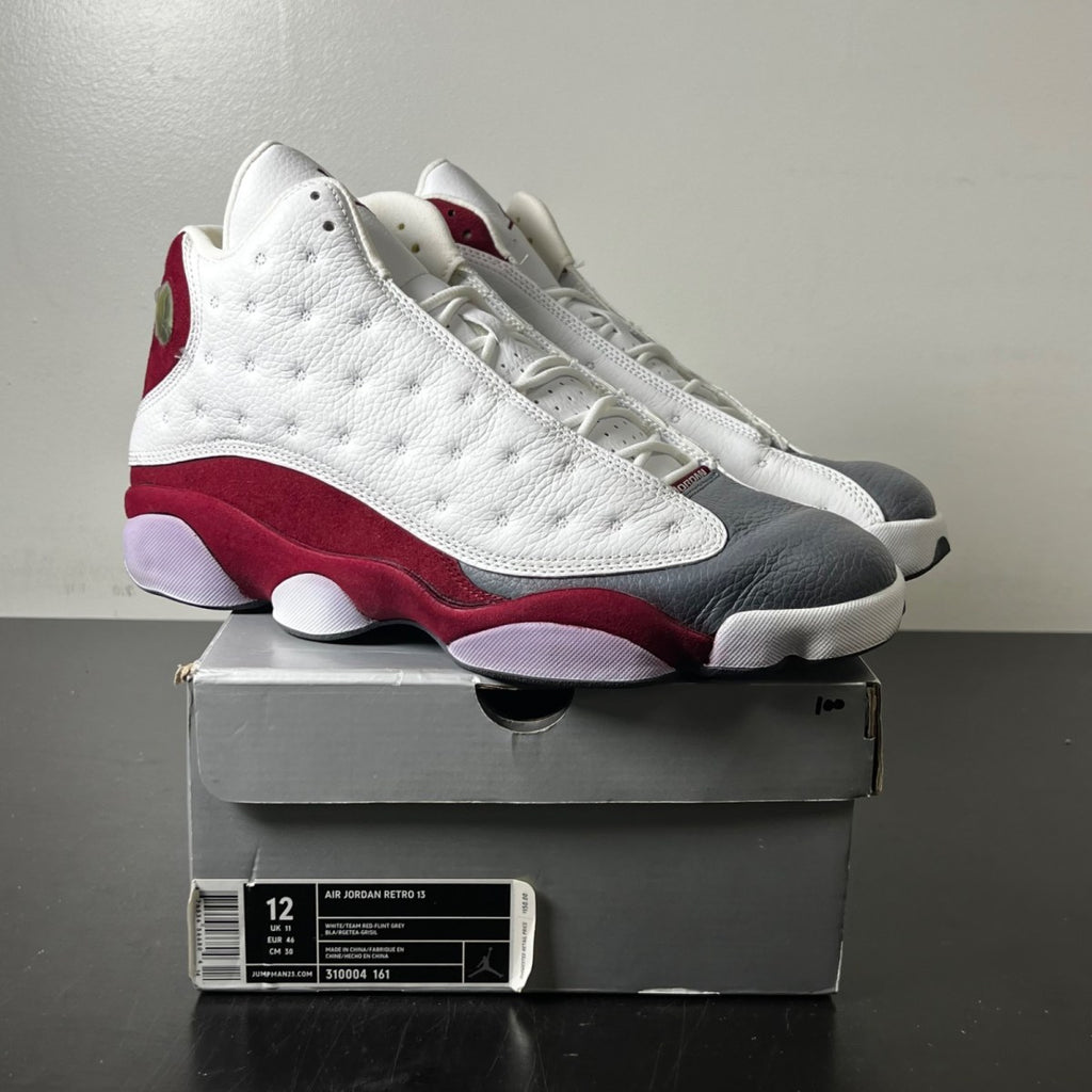 Jordan 13 Retro Grey Toe (2005) 12 (Moderately Worn Pre-Owned)JordanWhite/Team Red-Flint Grey - Image 1