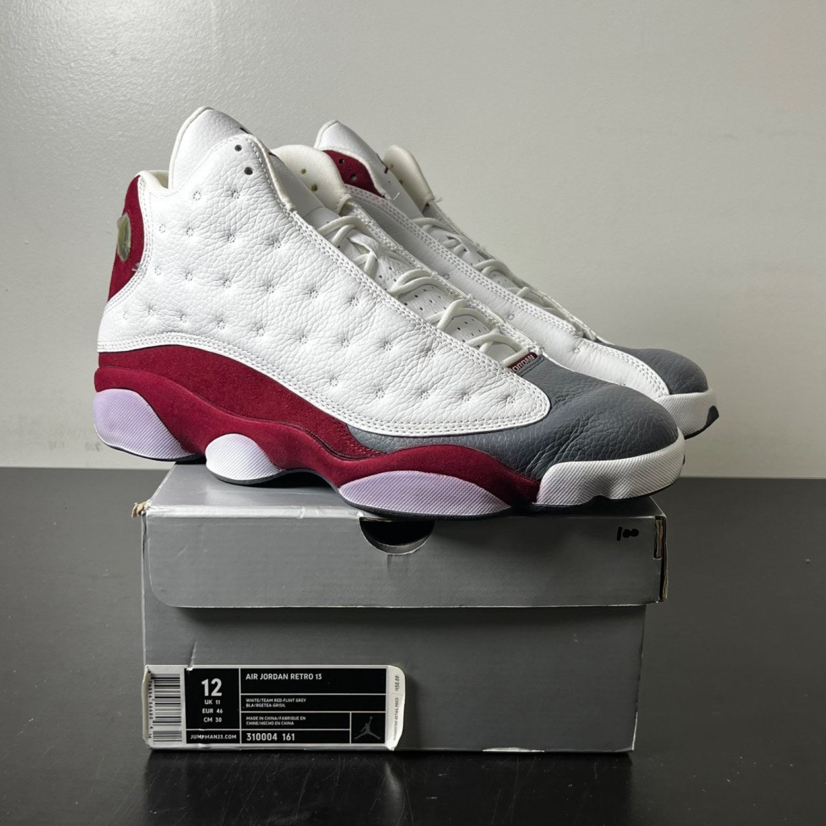 Jordan 13 Retro Grey Toe (2005) 12 (Moderately Worn Pre-Owned)JordanWhite/Team Red-Flint Grey - Image 1