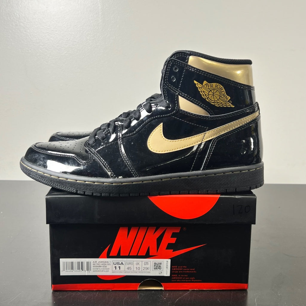 Jordan 1 Retro High Black Metallic Gold (2020) 11 (Lightly Worn Pre-Owned)JordanBlack/Black-Metallic Gold - Image 3