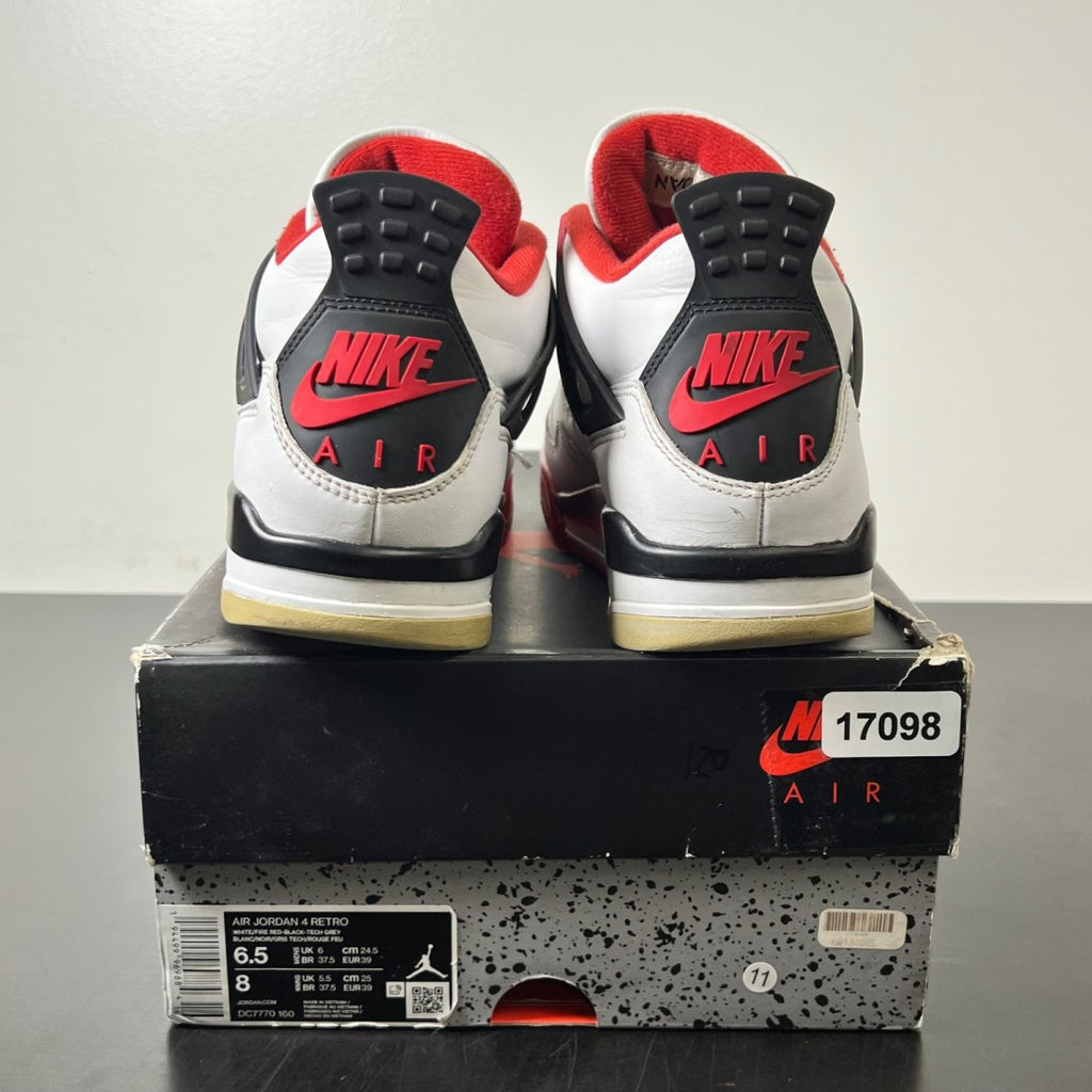 Jordan 4 Retro Fire Red (2020) 6.5 (Heavily Worn Pre-Owned)JordanWhite/Black-Tech Grey-Fire Red - Image 4