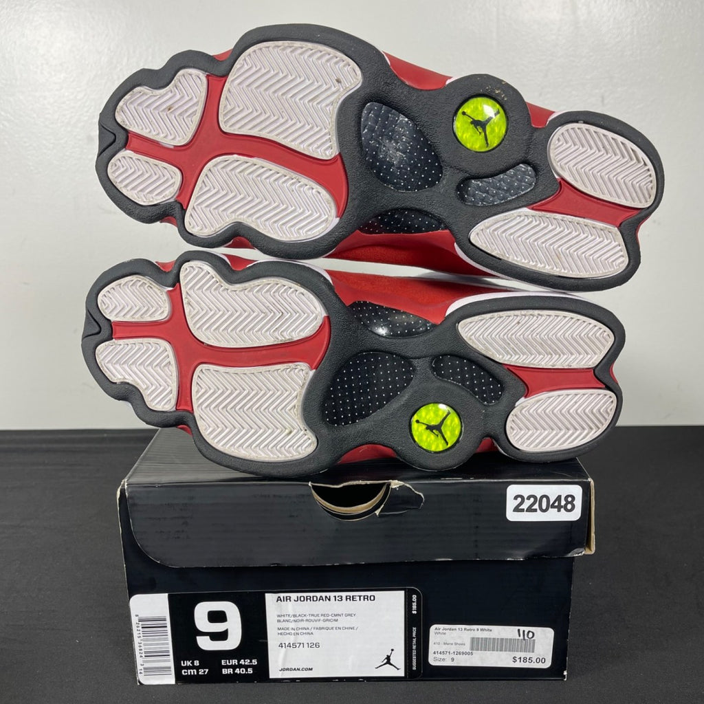 Jordan 13 Retro Grey Toe (2014) 9 (Moderately Worn Pre-Owned)JordanWhite/Black-True Red-Cement Grey - Image 5