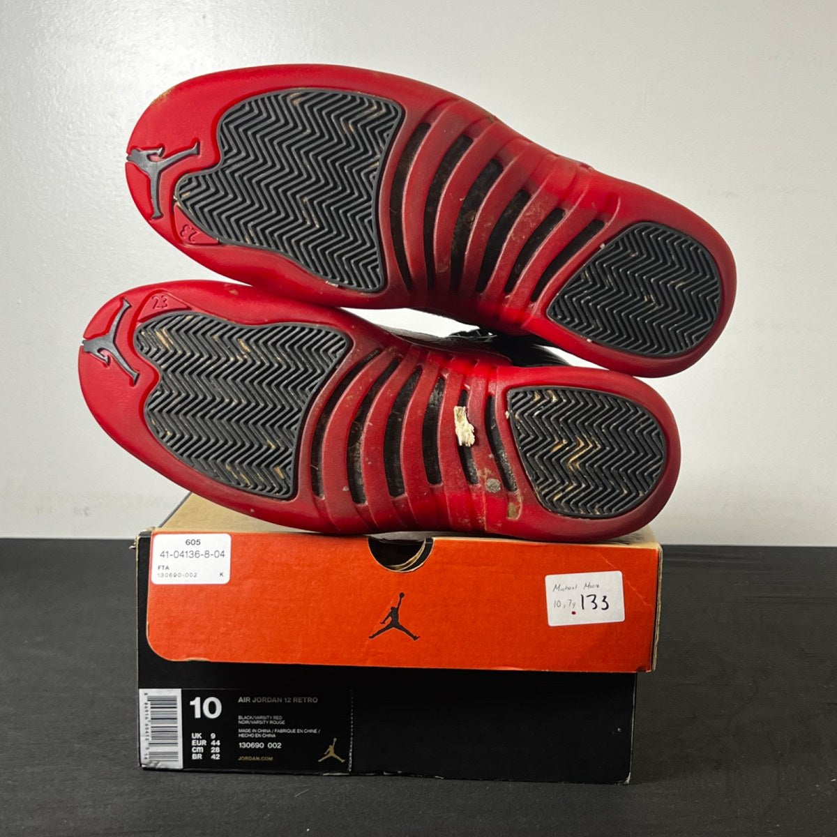 Jordan 12 Retro Flu Game (2016) 10 (Lightly Worn Pre-Owned)JordanBlack/Varsity Red - Image 6