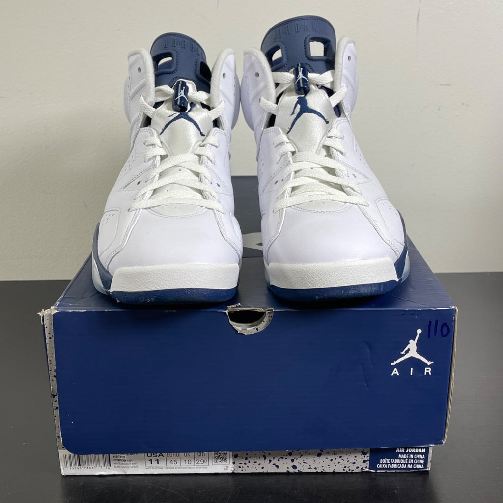 Jordan 6 Retro Midnight Navy (2022) 11 (Moderately Worn Pre-Owned)JordanWhite/Midnight Navy - Image 2