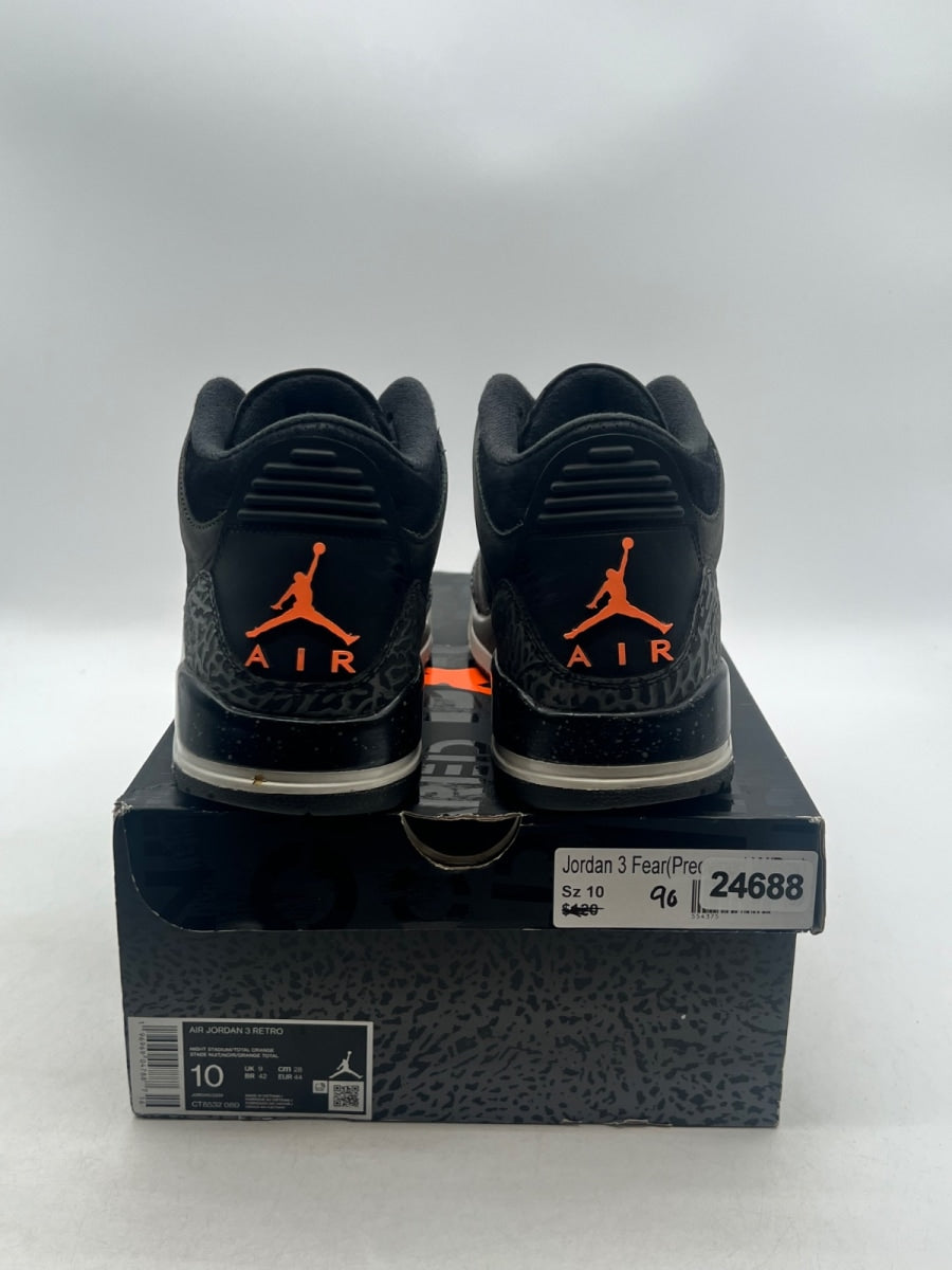 Jordan 3 Retro Fear Pack (2023) 10 (Moderately Worn Pre-Owned)JordanNight Stadium/Total Orange-Black-Flat Pewter-Neutral Grey - Image 3