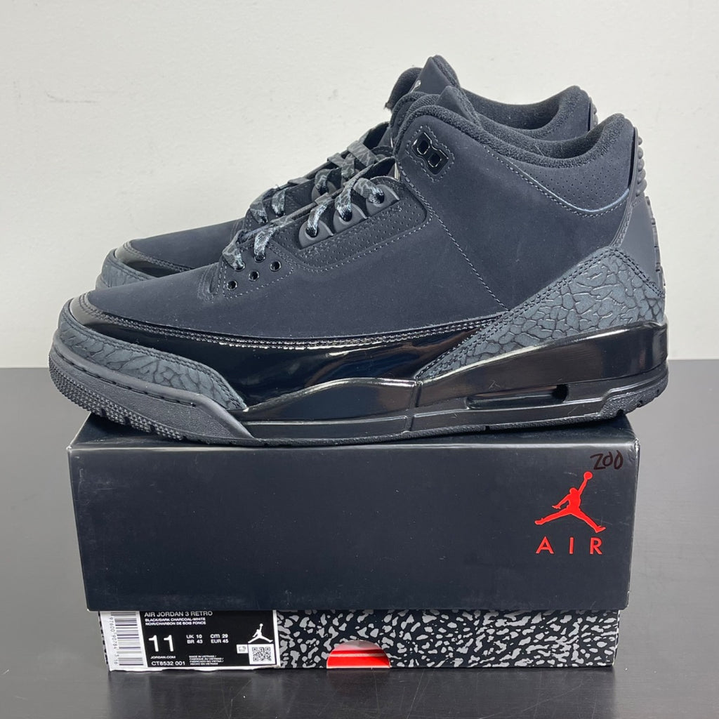 Jordan 3 Retro Black Cat (2025) 11 (Moderately Worn Pre-Owned)JordanBlack/Dark Charcoal/Black - Image 3