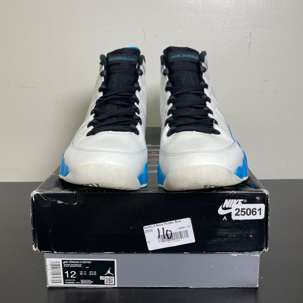 Jordan 9 Retro Powder Blue (2024) 12 (Moderately Worn Pre-Owned)JordanSummit White/Black/Dark Powder Blue - Image 2