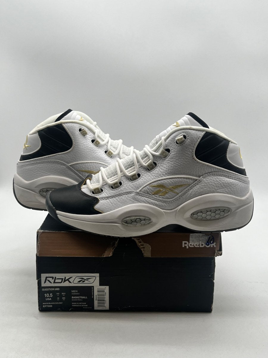 Reebok Question Mid Black Toe 10.5 (Moderately Worn Pre-Owned) - Image 1