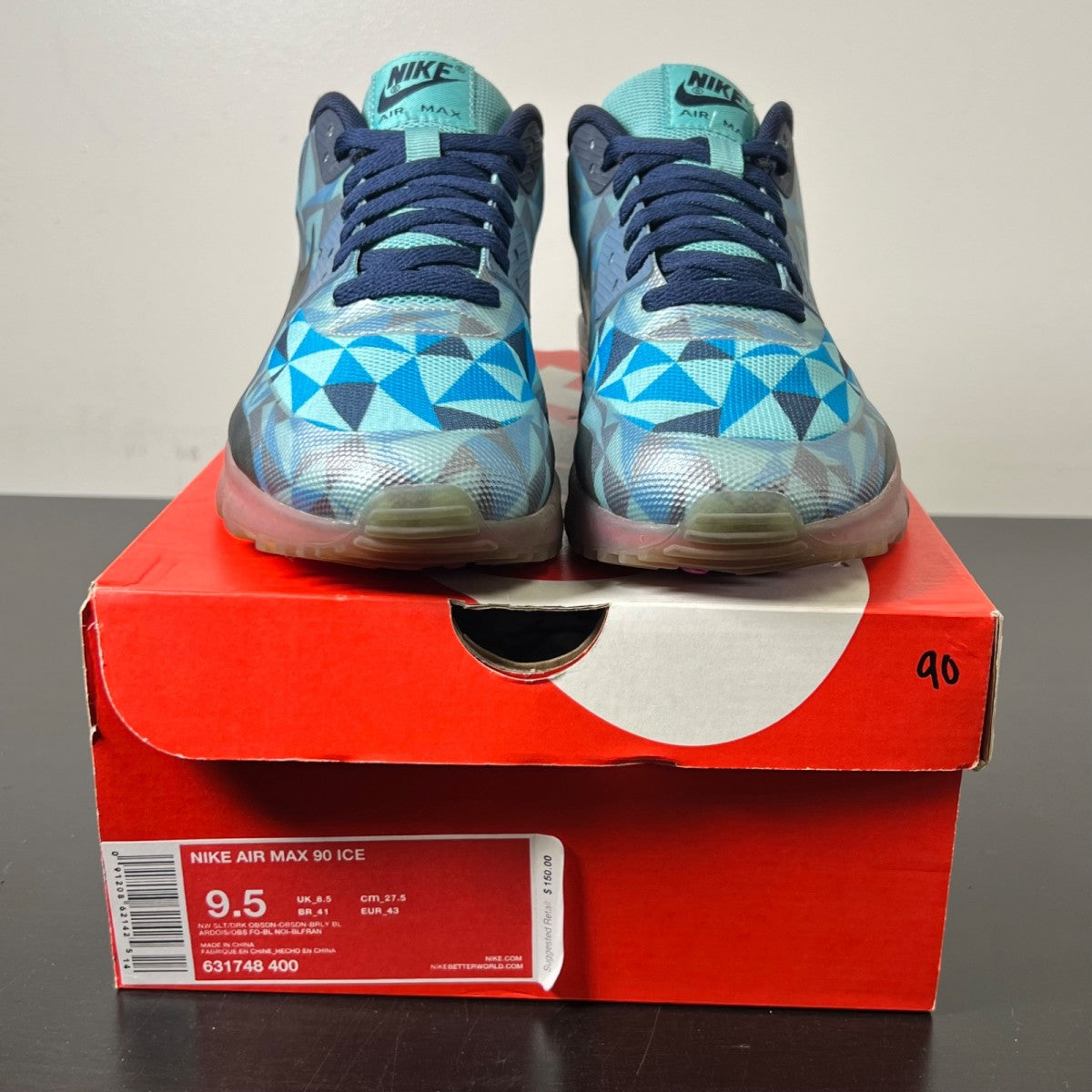 Nike Air Max 90 Ice New Slate 9.5 (Lightly Worn Pre-Owned)NikeNew Slate/Dark Obsidian/Barely Blue - Image 2