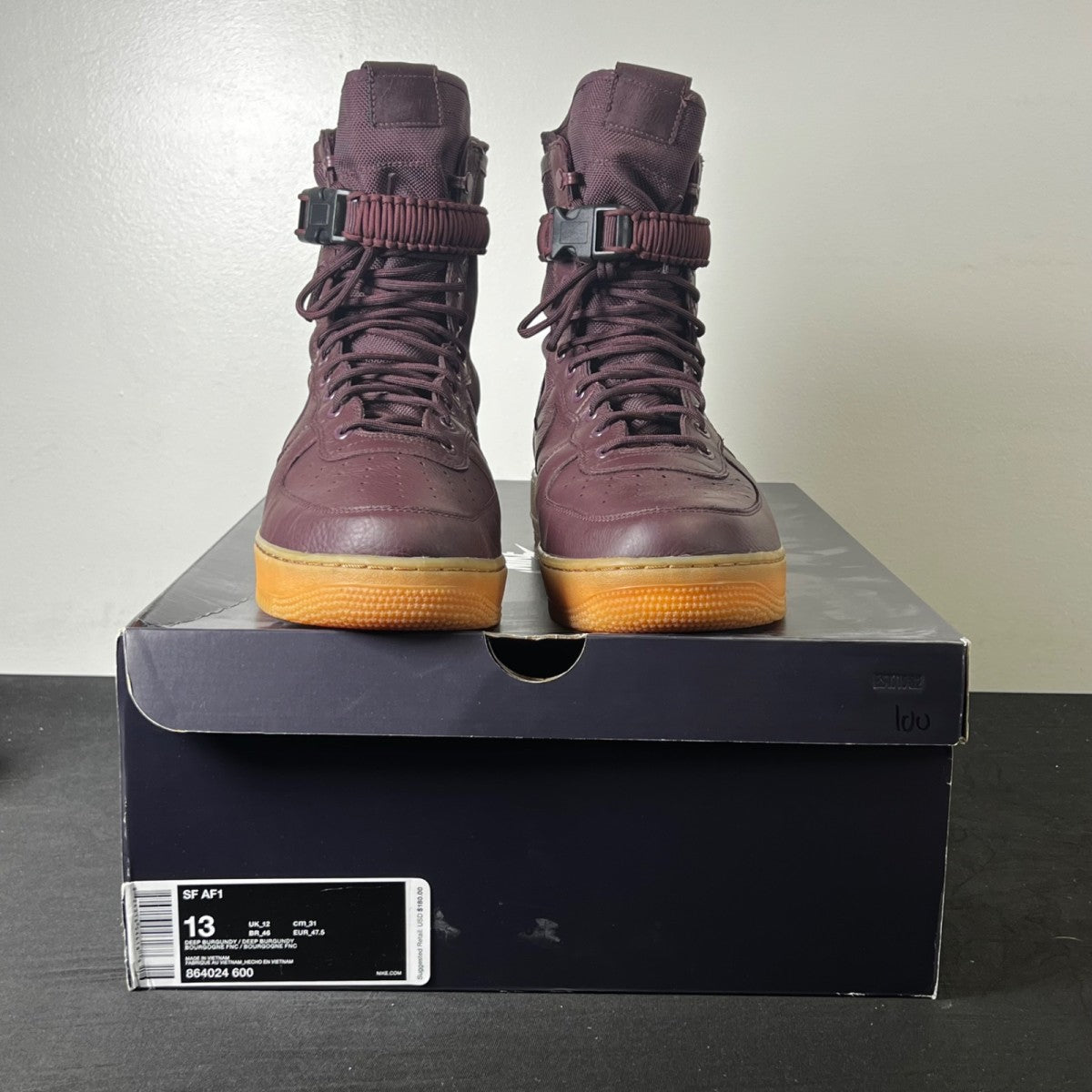 Nike SF Air Force 1 High Deep Burgundy 13 (Lightly Worn Pre-Owned)NikeDeep Burgundy/Deep Burgundy-Black - Image 2