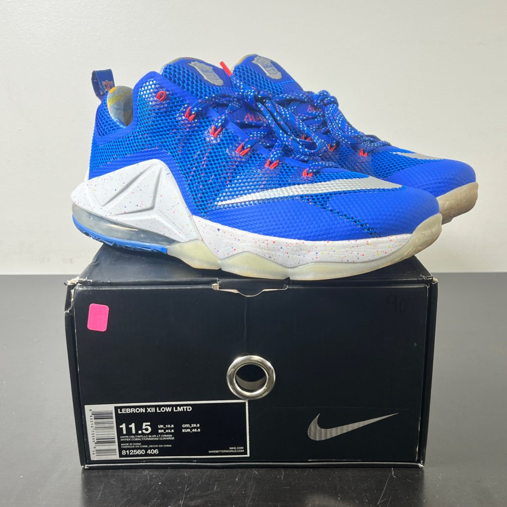 Nike LeBron 12 Low Hyper Cobalt 11.5 (Lightly Worn Pre-Owned)NikeHyper Cobalt/Metallic Silver-Light Crimson - Image 1