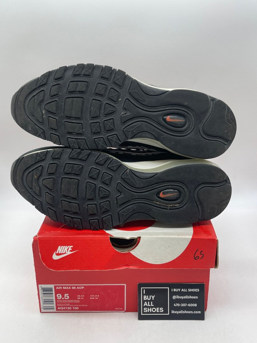 Nike Air Max 98 AOP Black 9.5 (Moderately Worn Pre-Owned) - Image 7