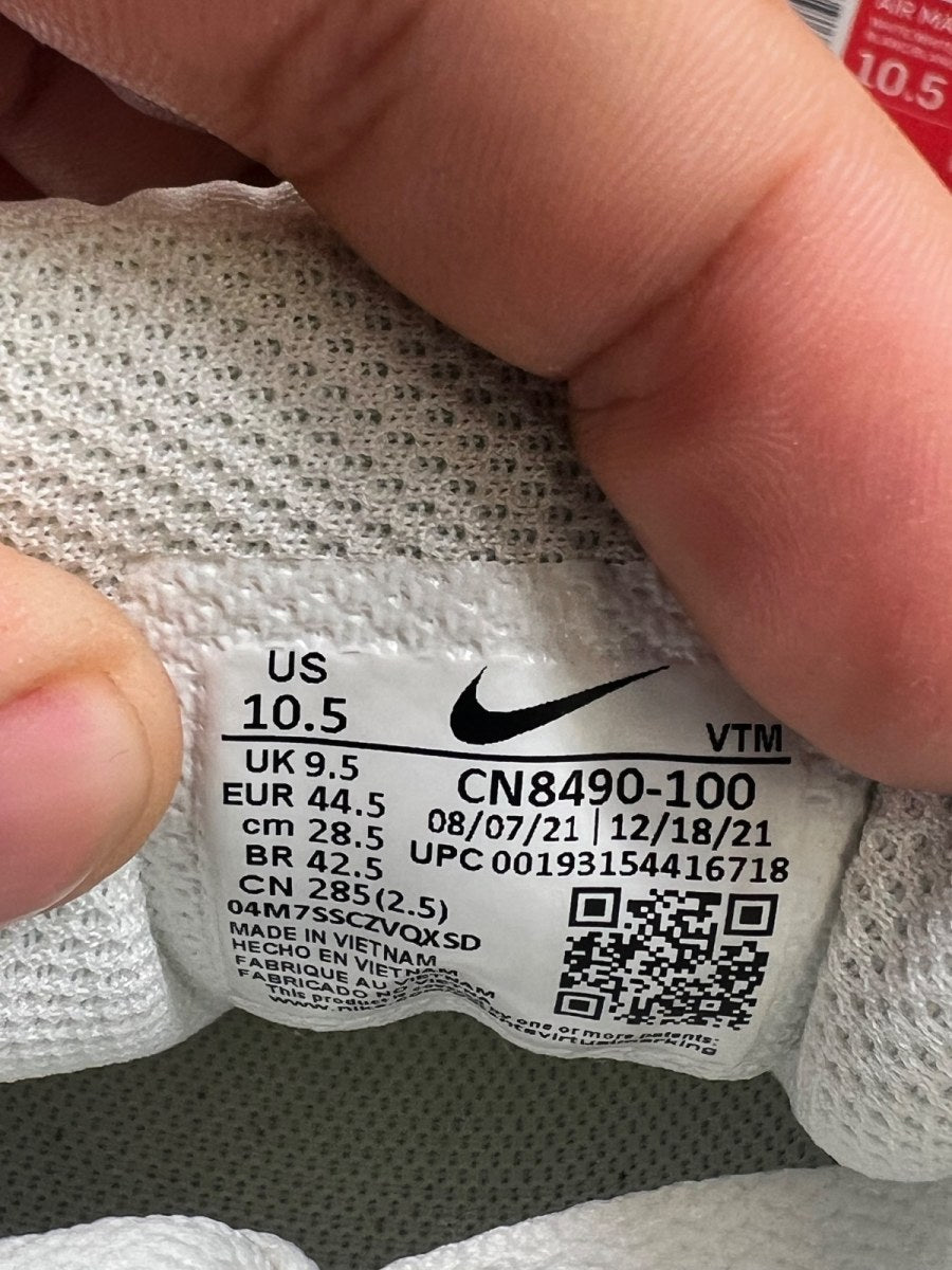 Nike Air Max 90 Recraft Triple White 10.5 (Moderately Worn Pre-Owned) - Image 7
