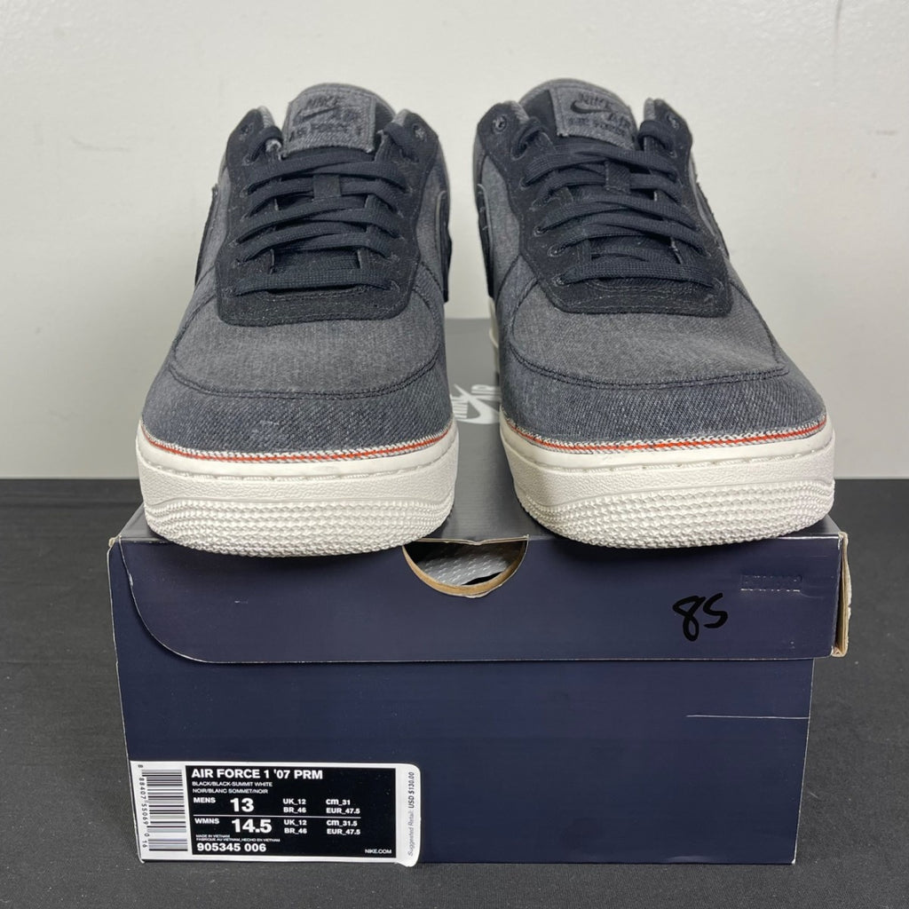 Nike Air Force 1 Low 3x1 Denim Black 13 (Moderately Worn Pre-Owned)NikeBlack/Black-Summit White - Image 2