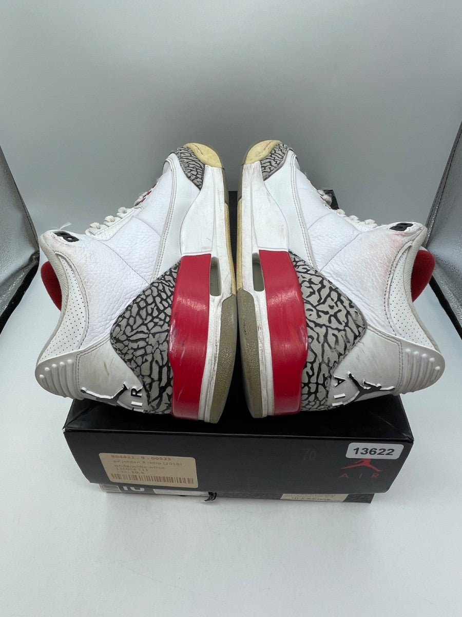 Jordan 3 Retro Hall of Fame 10.5 (Moderately Worn Pre-Owned)JordanWhite/Fire Red-Cement Grey-Black - Image 6