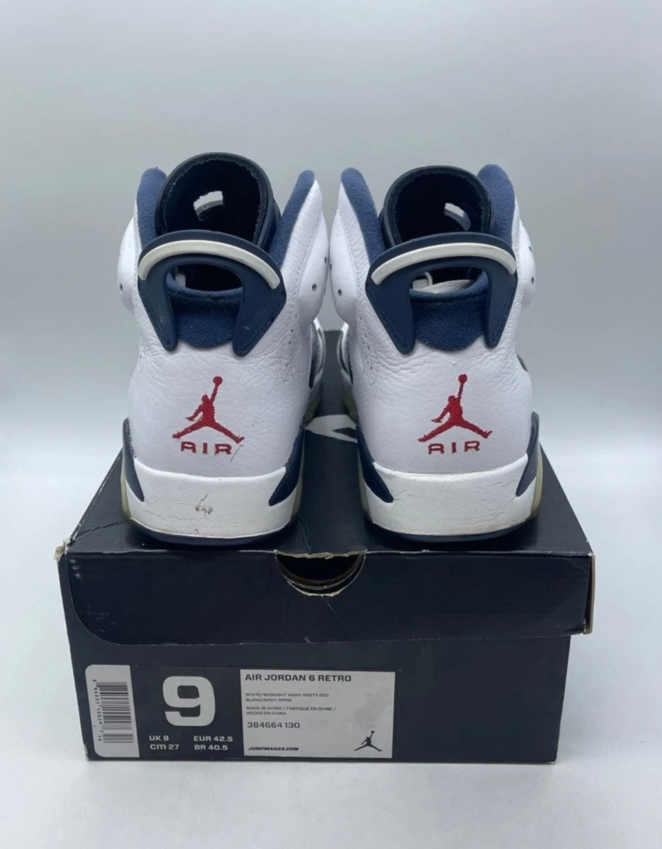 Jordan 6 Retro Olympic London (2012) 9 (Lightly Worn Pre-Owned)JordanWhite/Midnight Navy-Varsity Red - Image 3