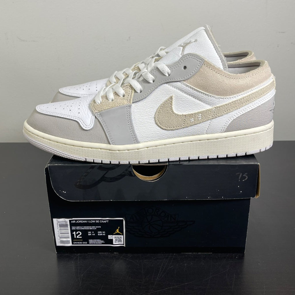Jordan 1 Low SE Craft Inside Out Tech Grey 12 (Moderately Worn Pre-Owned)JordanTech Grey/Light Orewood Brown/White/Sail - Image 3