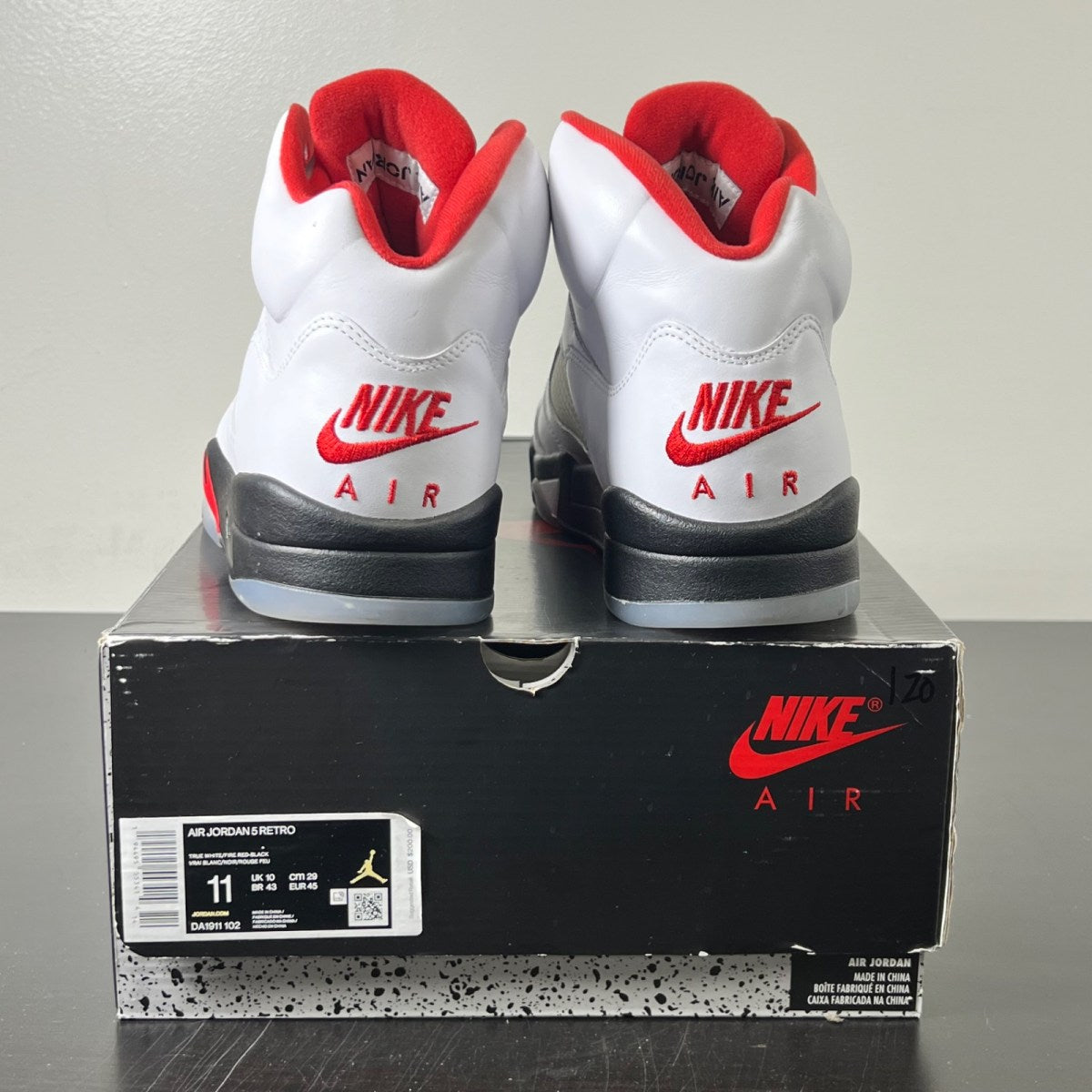 Jordan 5 Retro Fire Red Silver Tongue (2020) 11 (Lightly Worn Pre-Owned)JordanWhite/Black-Metallic Silver-Fire Red - Image 5