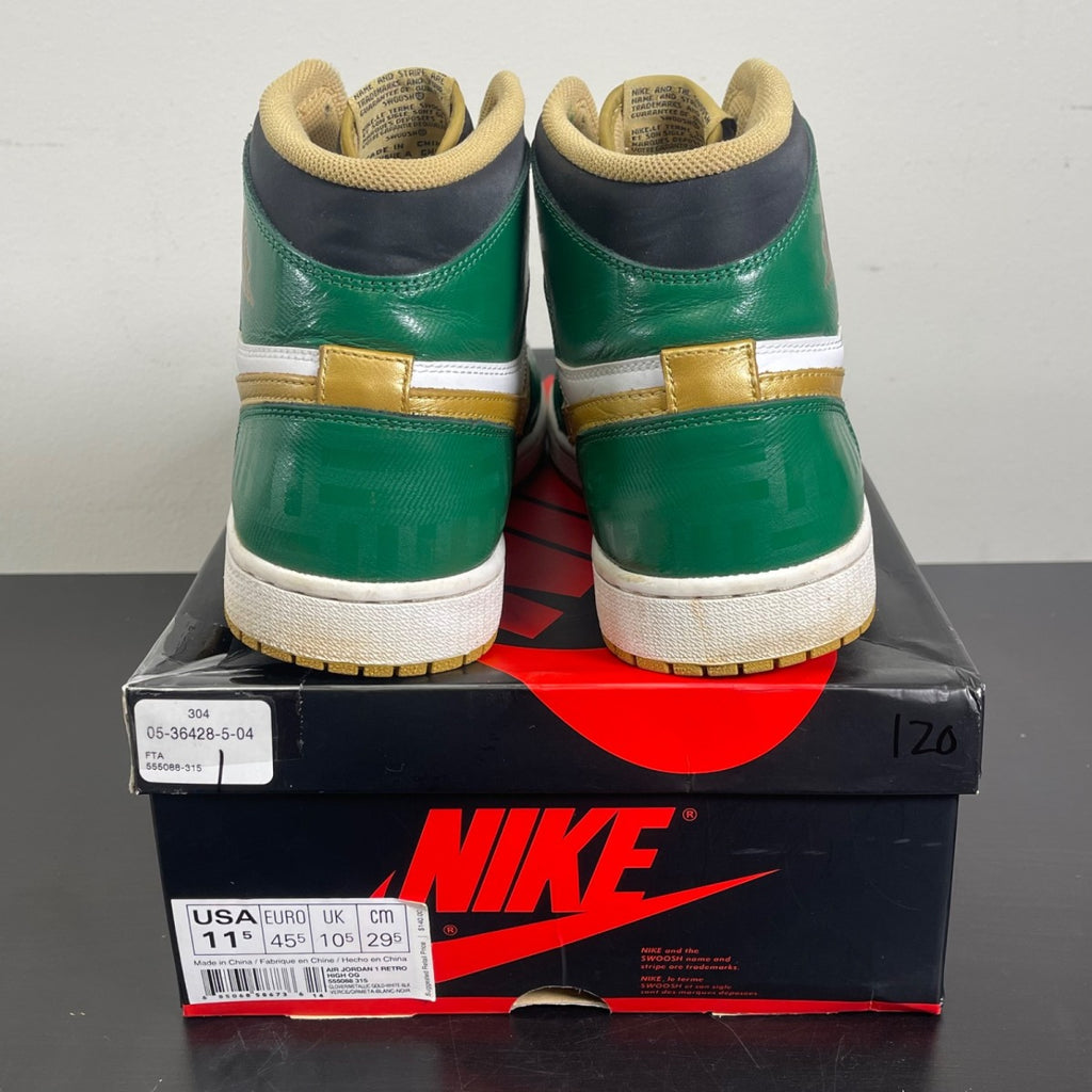 Jordan 1 OG Celtics 11.5 (Moderately Worn Pre-Owned)JordanClover/Metallic Gold/White/Black - Image 4