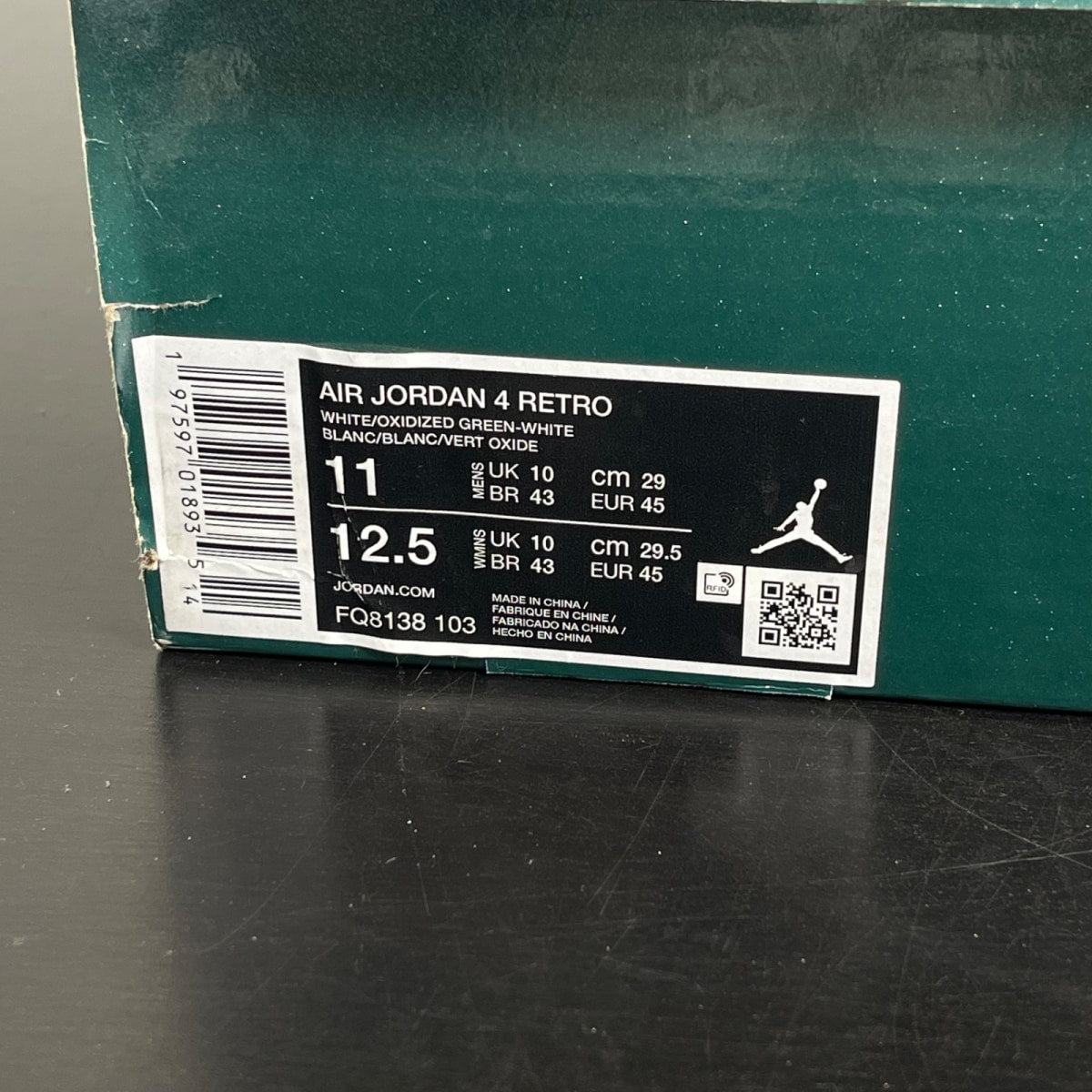 Jordan 4 Retro Oxidized Green 11 (Moderately Worn Pre-Owned)JordanWhite/Oxidized Green/White/Neutral Grey - Image 7