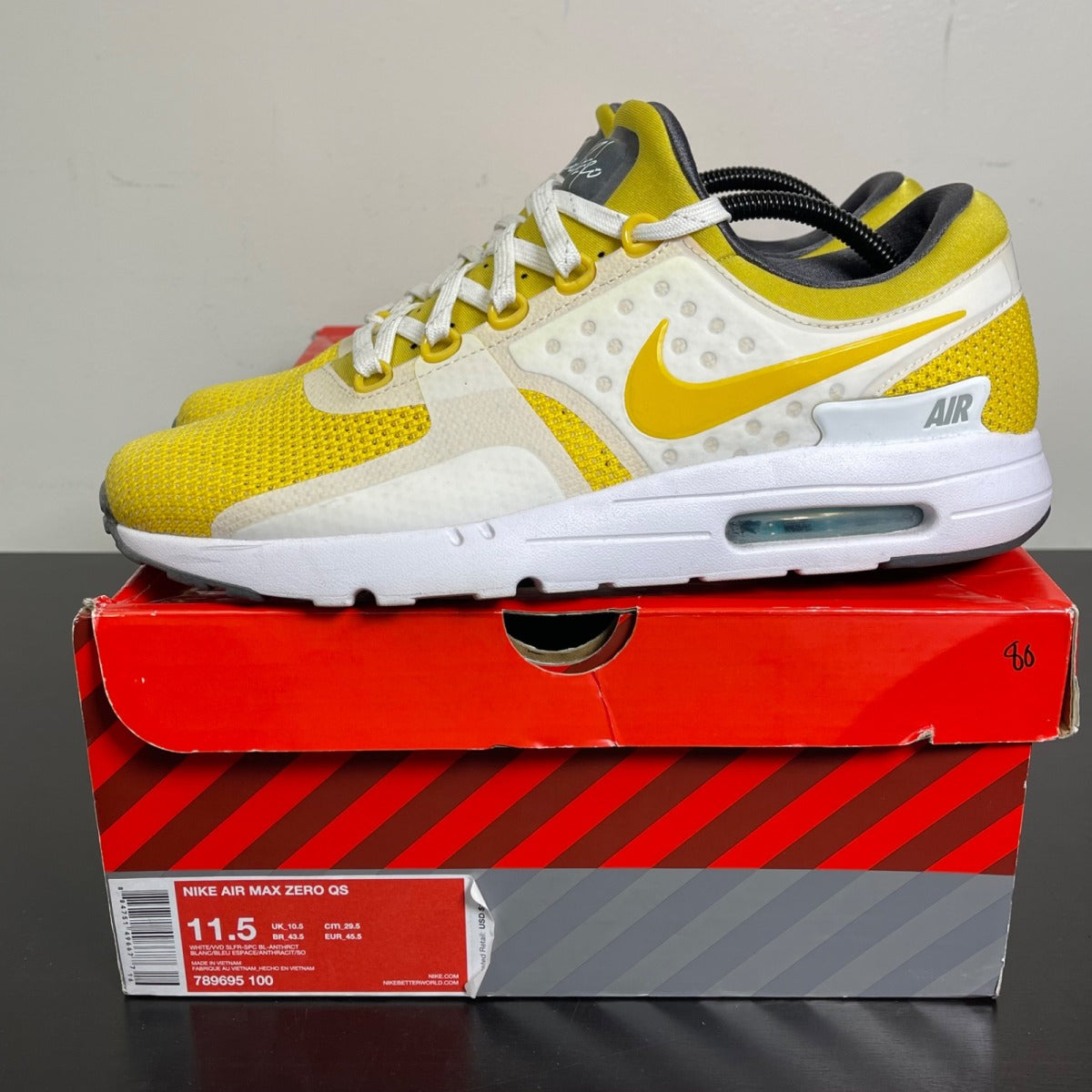 Nike Air Max Zero Tinker Sketch 11.5 (Moderately Worn Pre-Owned)NikeWhite/Vivid Sulfur/Black-Anthracite - Image 3