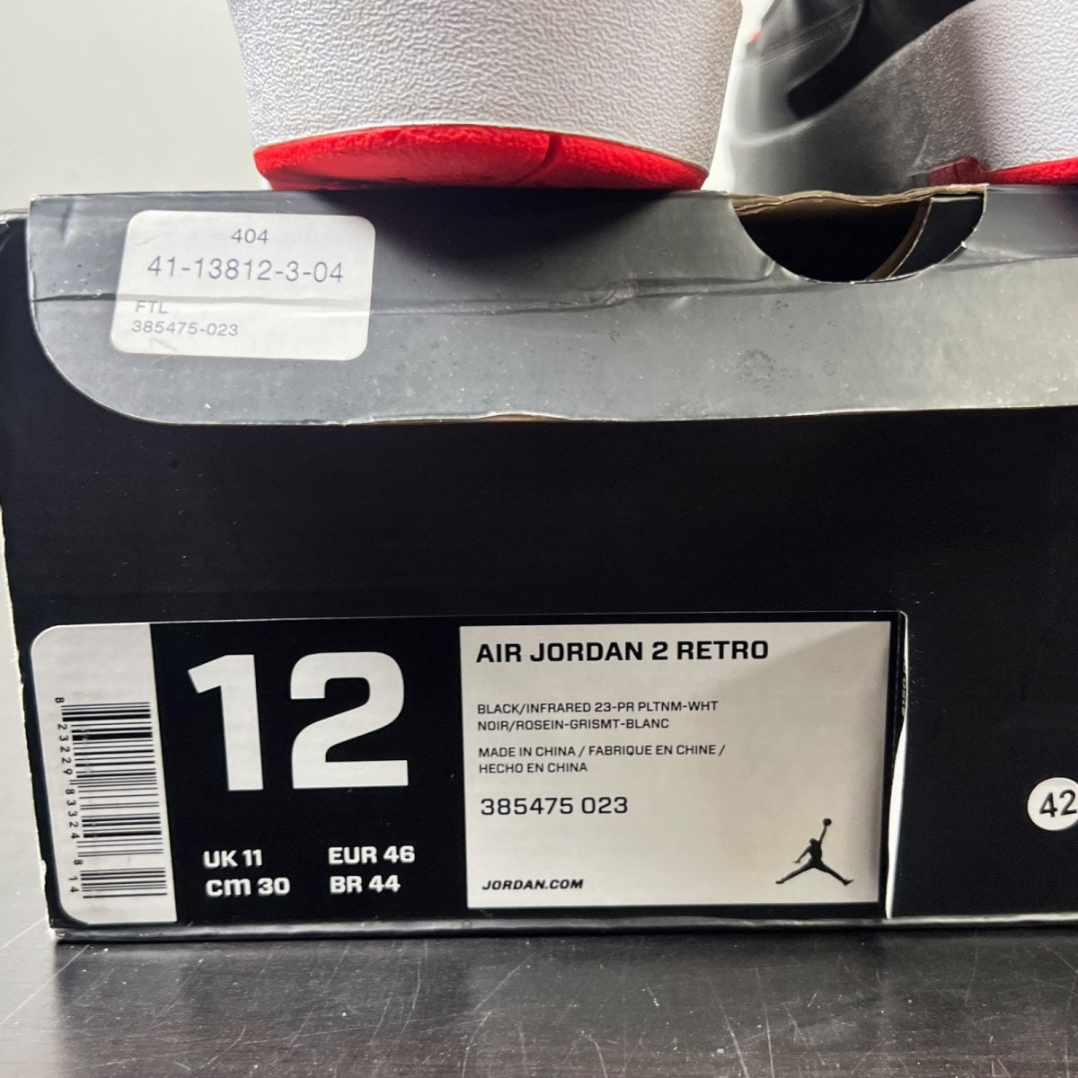 Jordan 2 Retro Infrared Cement 12 (Lightly Worn Pre-Owned)JordanBlack/Infrared 23-Pure Platinum-White - Image 5