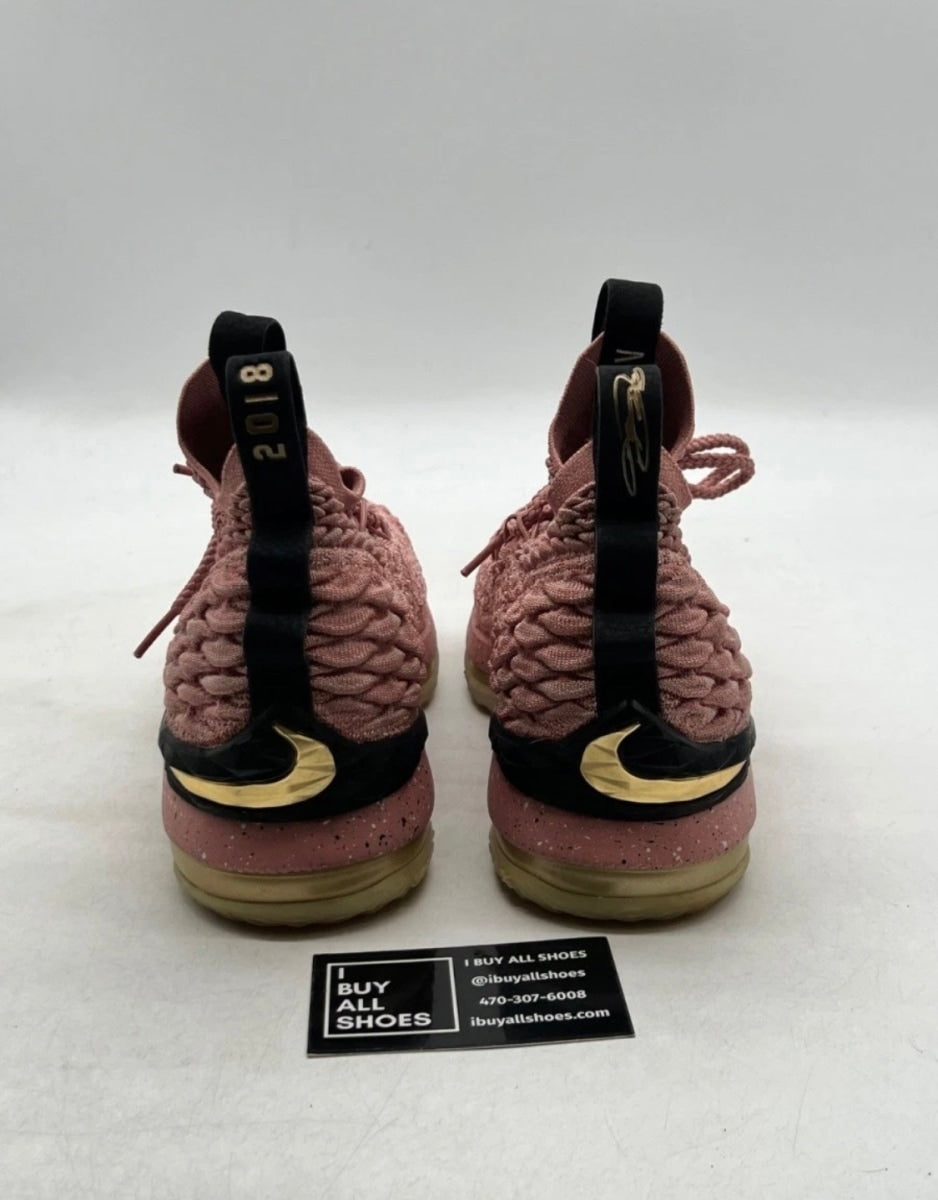 Nike LeBron 15 Rust Pink (GS) 6Y (Lightly Worn Pre-Owned)NikeRust Pink/Metallic Gold-Black - Image 3