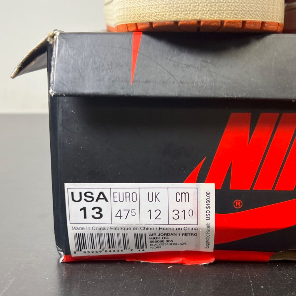 Jordan 1 Retro Shattered Backboard 13 (Heavily Worn Pre-Owned)JordanBlack/Starfish-Sail - Image 5