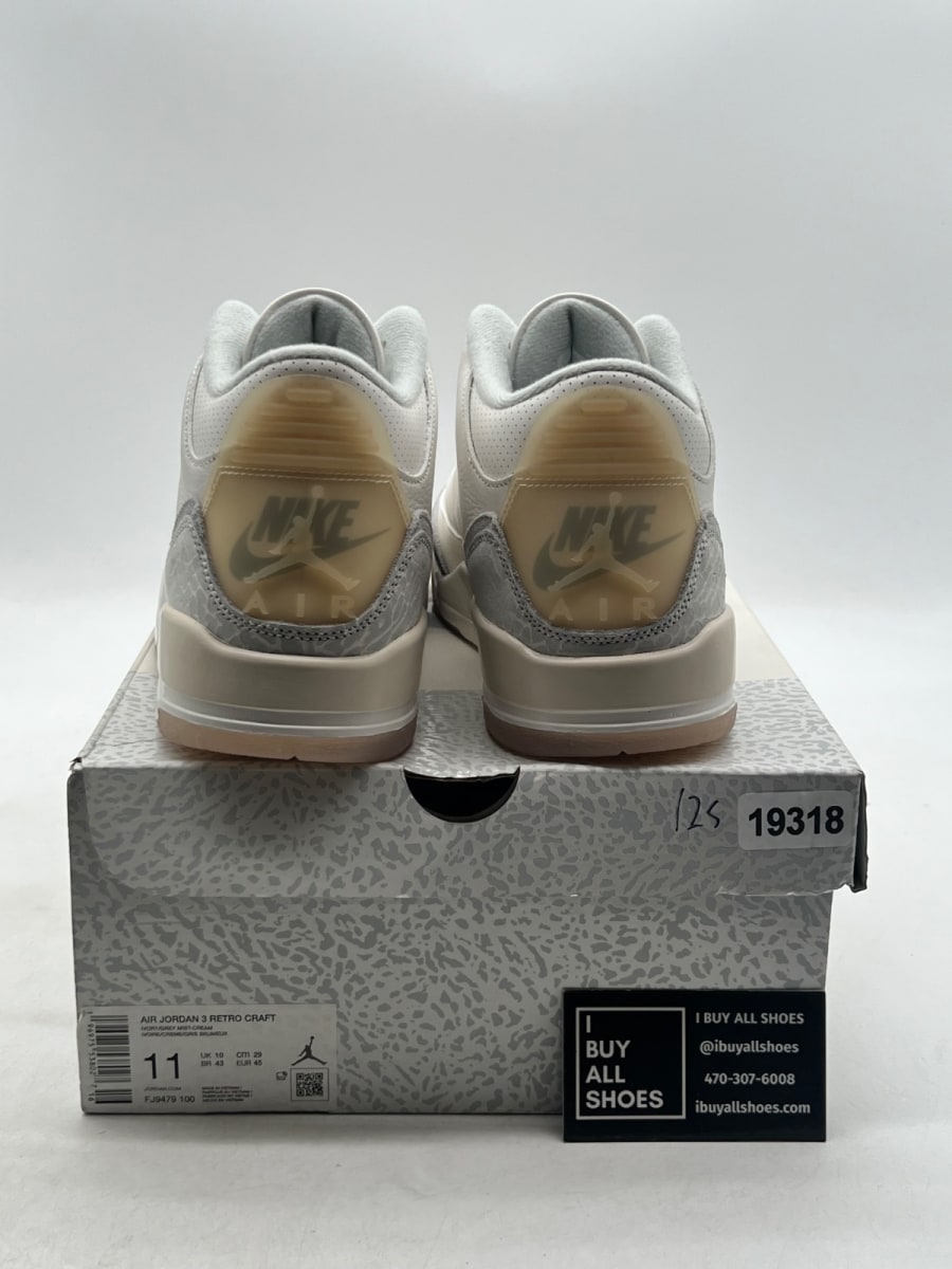 Jordan 3 Retro Craft Ivory 11 (Lightly Worn Pre-Owned) - Image 3