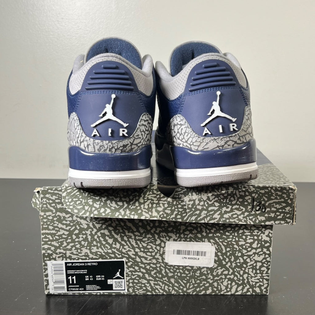 Jordan 3 Retro Georgetown (2021) 11 (Moderately Worn Pre-Owned)JordanMidnight Navy/Cement Grey-White - Image 6