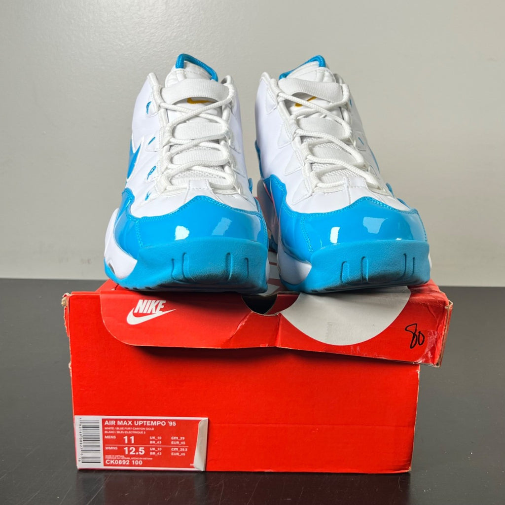 Nike Air Max Uptempo 95 Blue Fury 11 (Lightly Worn Pre-Owned)NikeWhite/Blue Fury-Canyon Gold - Image 2