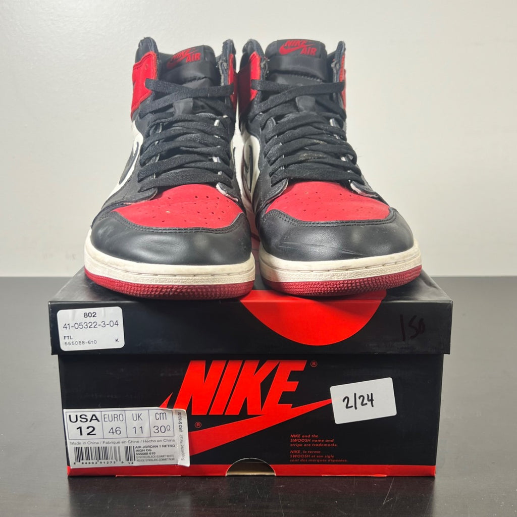 Jordan 1 Retro High Bred Toe 12 (Moderately Worn Pre-Owned)JordanGym Red/Black-Summit White - Image 2