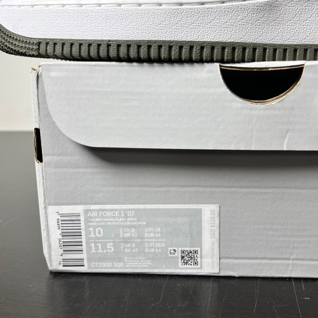 Nike Air Force 1 Low '07 Olive Black Double Swoosh 10 (Lightly Worn Pre-Owned)NikeOlive/Black-White - Image 4