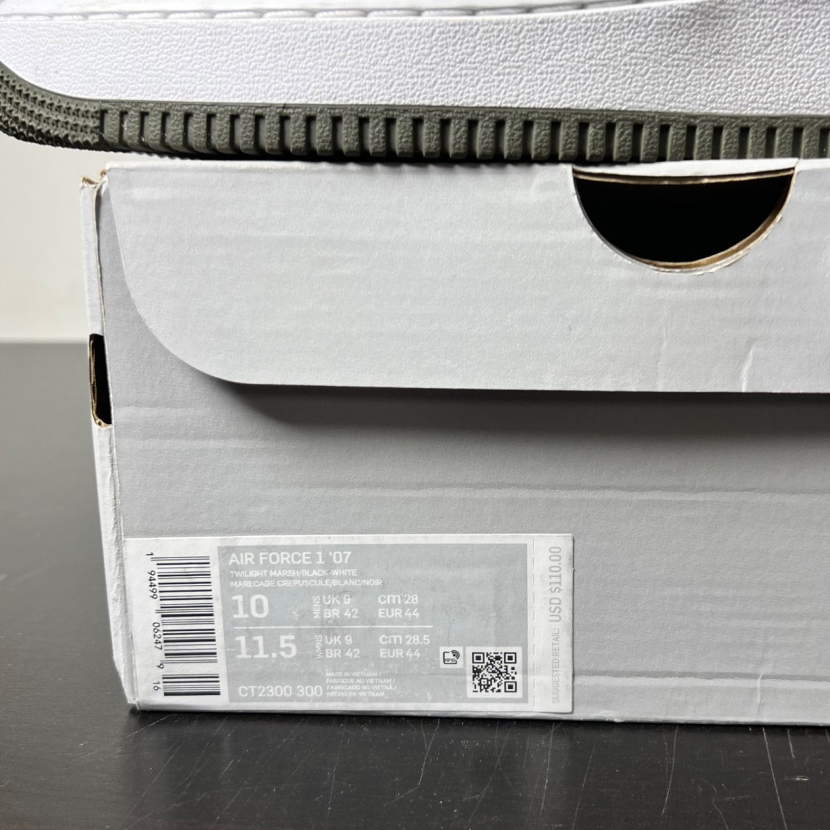 Nike Air Force 1 Low '07 Olive Black Double Swoosh 10 (Lightly Worn Pre-Owned)NikeOlive/Black-White - Image 4