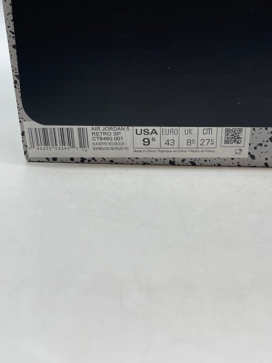 Jordan 5 Retro Off-White Muslin 9.5 (Moderately Worn Pre-Owned)JordanBlack/Muslin-Fire Red - Image 9