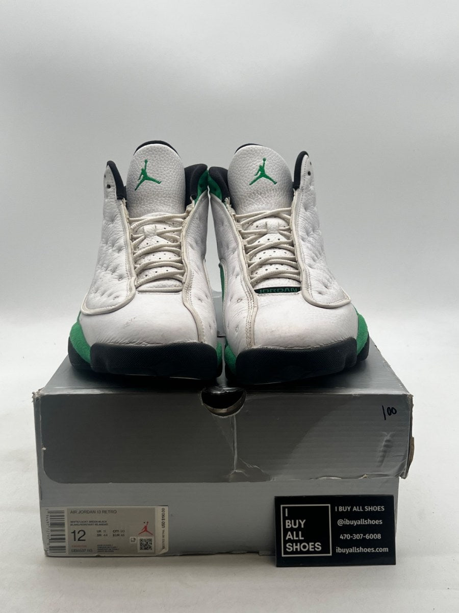 Jordan 13 Retro White Lucky Green 12 (Moderately Worn Pre-Owned) - Image 2
