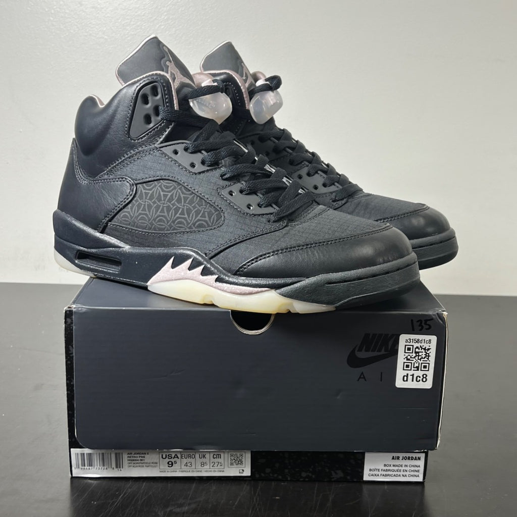 Jordan 5 Retro PSG Paris Saint-Germain Off Noir 9.5 (Lightly Worn Pre-Owned)JordanOff Noir/Particle Rose/Anthracite/Pearl Pink/Sail - Image 1
