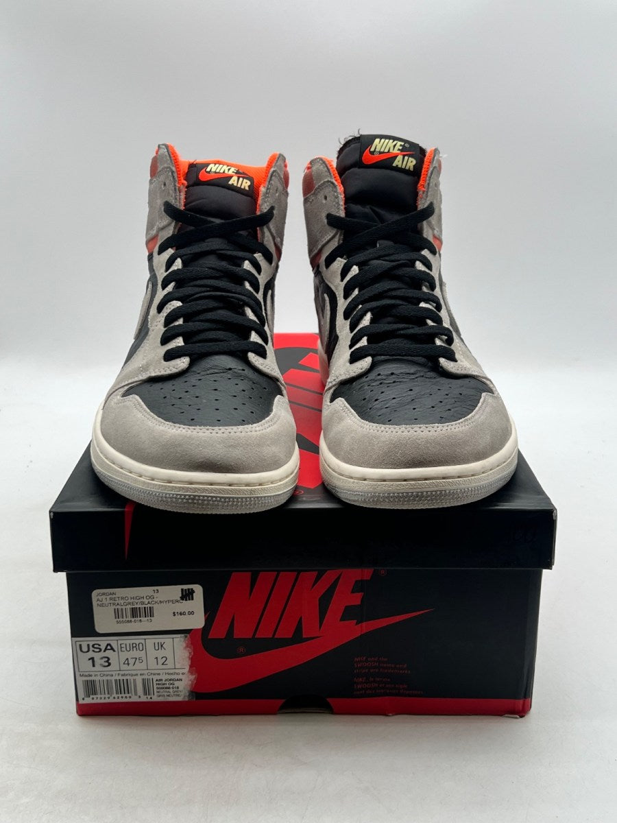 Jordan 1 Retro High Neutral Grey Hyper Crimson 13 (Moderately Worn Pre-Owned) - Image 2
