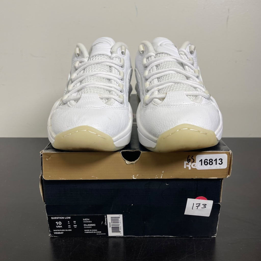 Reebok Question Low White Pure Silver 10 (Moderately Worn Pre-Owned)ReebokWhite/Pure Silver - Image 2