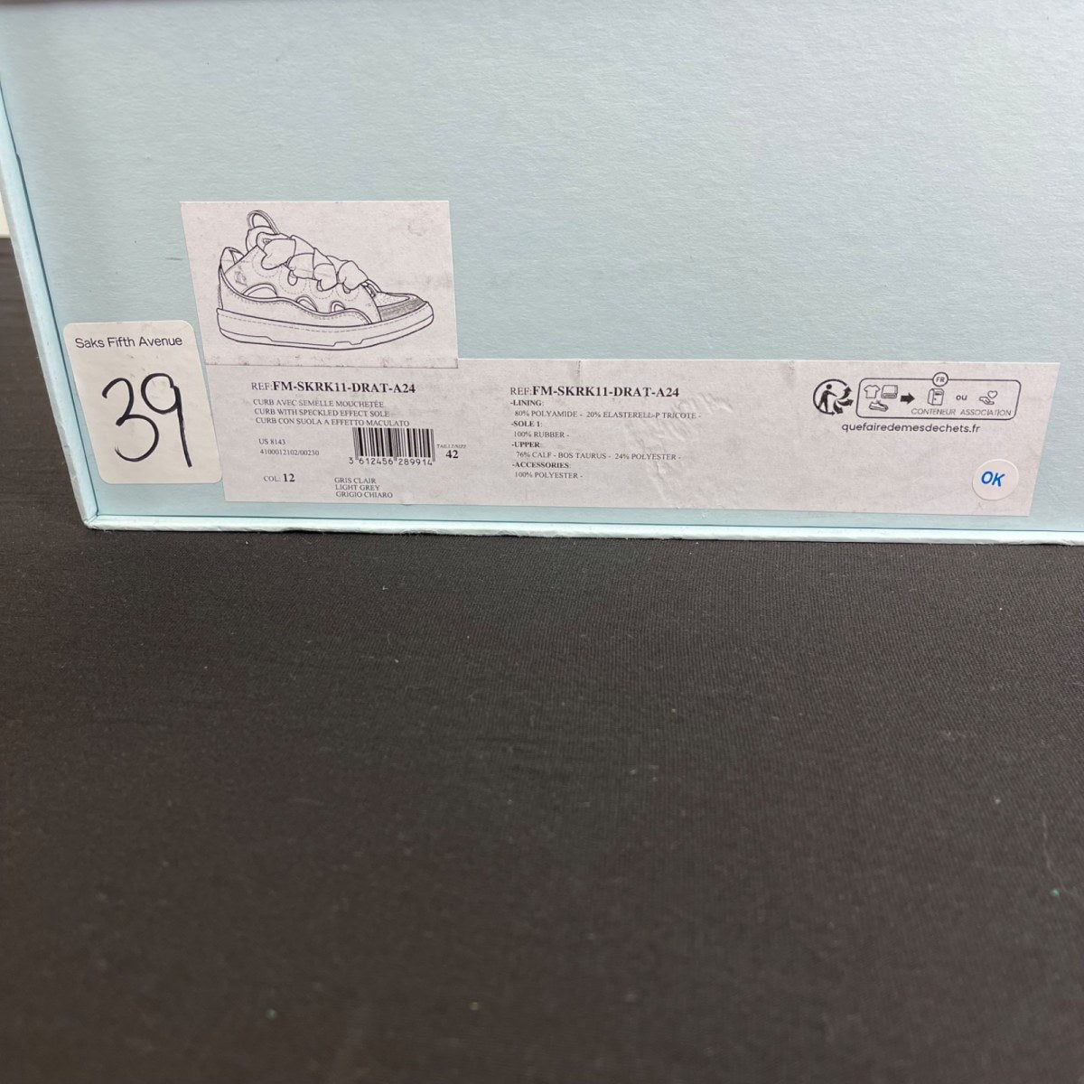 Lanvin Leather Curb Speckled Effect Light Grey 42 (Moderately Worn Pre-Owned)LanvinLight Grey - Image 7