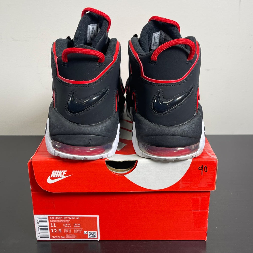 Nike Air More Uptempo 96 Red Toe 11 (Moderately Worn Pre-Owned)NikeBlack/Black-Red-White - Image 4