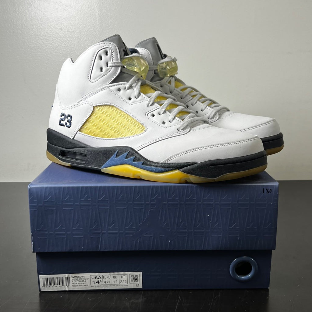 Jordan 5 Retro A Ma Maniére Dawn (Women's) 14.5W (Lightly Worn Pre-Owned)JordanPhoton Dust/Black/Diffused Blue/Pale Ivory - Image 1