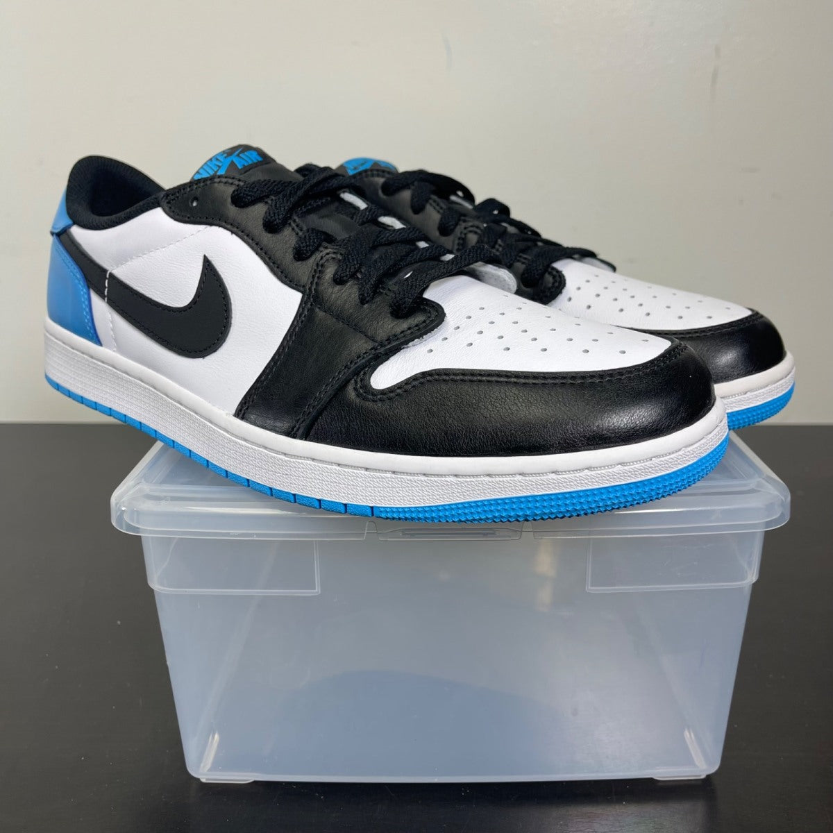 Jordan 1 Retro Low OG Black Dark Powder Blue 14 (New Pre-Owned)JordanWhite/Dark Powder Blue/Black - Image 1