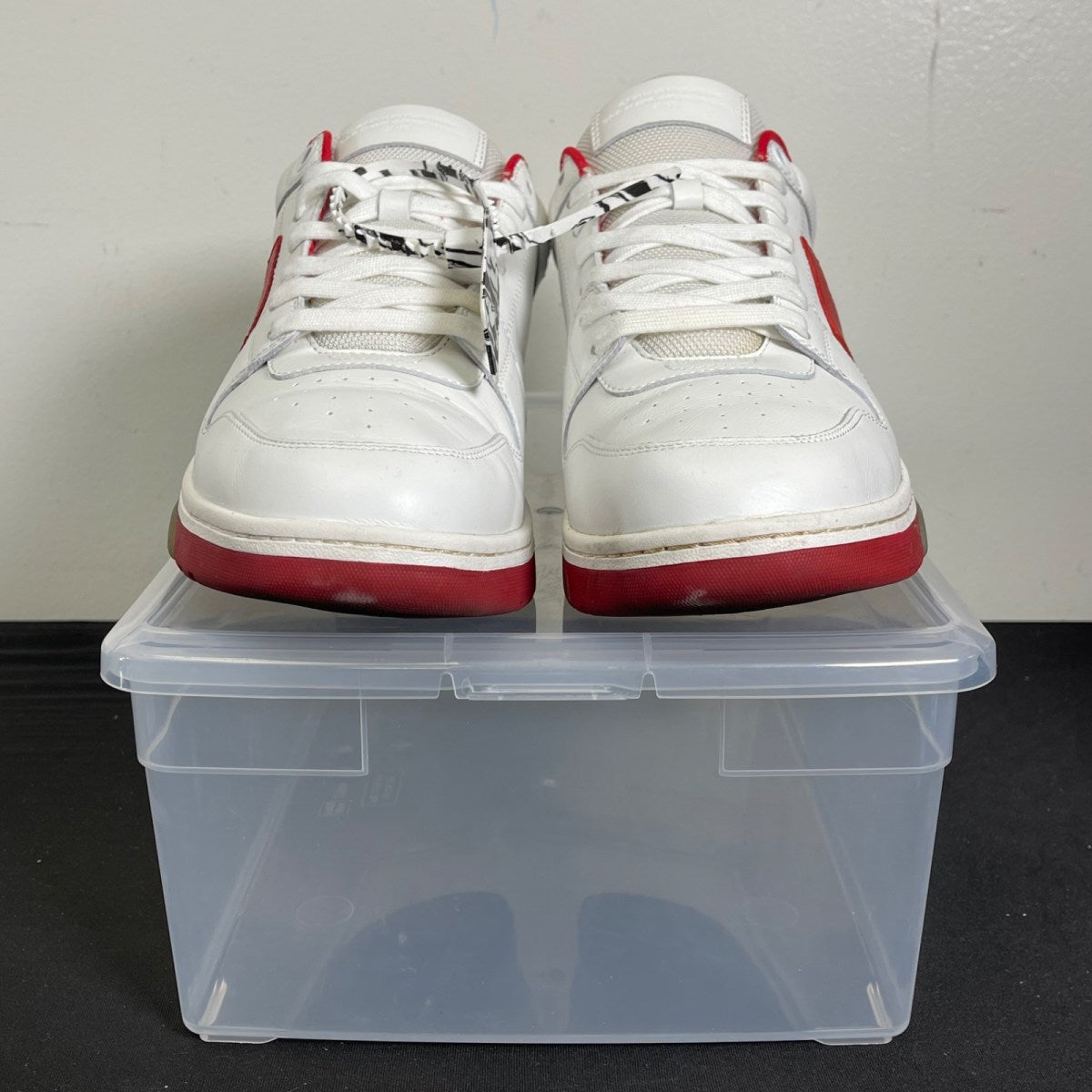 OFF-WHITE Out Of Office OOO Low Tops White Red White Tag 46 (Moderately Worn Pre-Owned)OFF-WHITEWhite/Red - Image 2