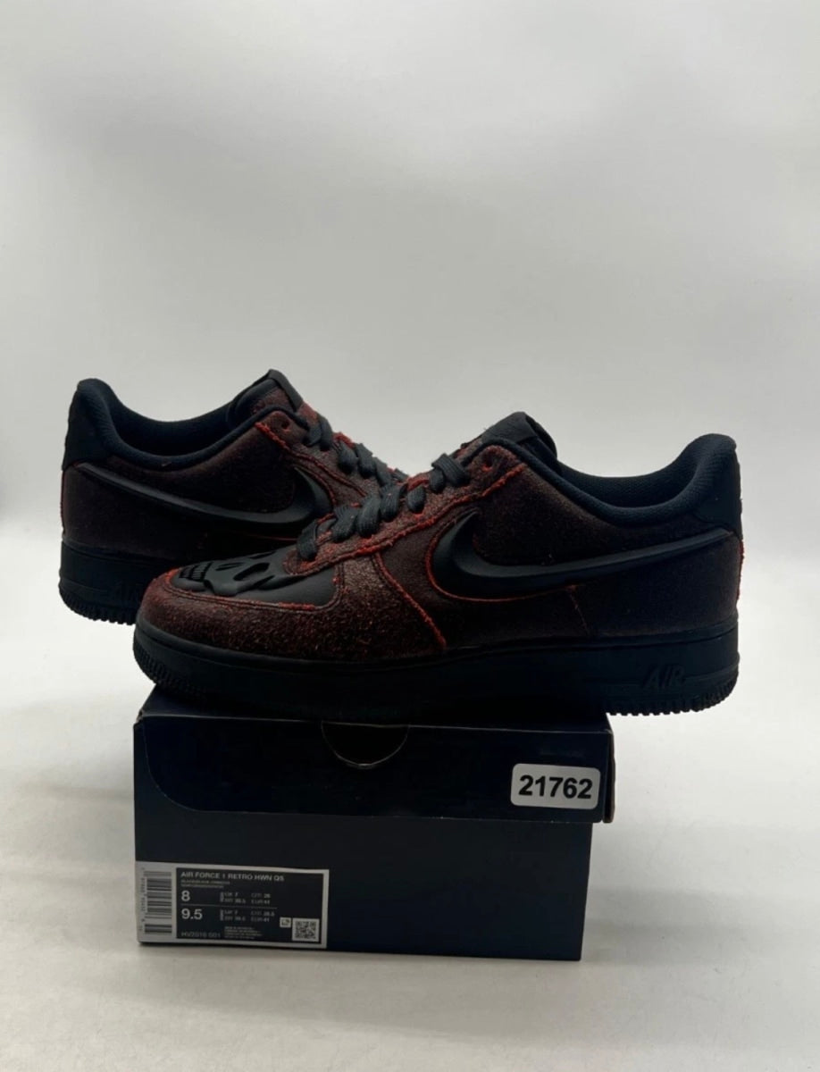 Nike Air Force 1 Low Retro QS Halloween Skull 8 (Lightly Worn Pre-Owned)NikeBlack/Black/Crimson - Image 1