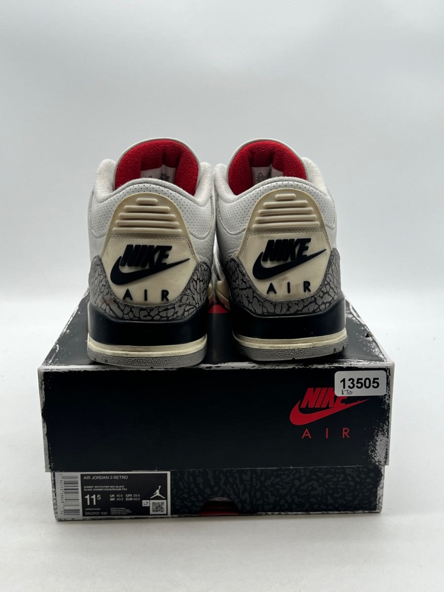 Jordan 3 Retro White Cement Reimagined 11.5 (Heavily Worn Pre-Owned)JordanSummit White/Fire Red/Black/Cement Grey - Image 3