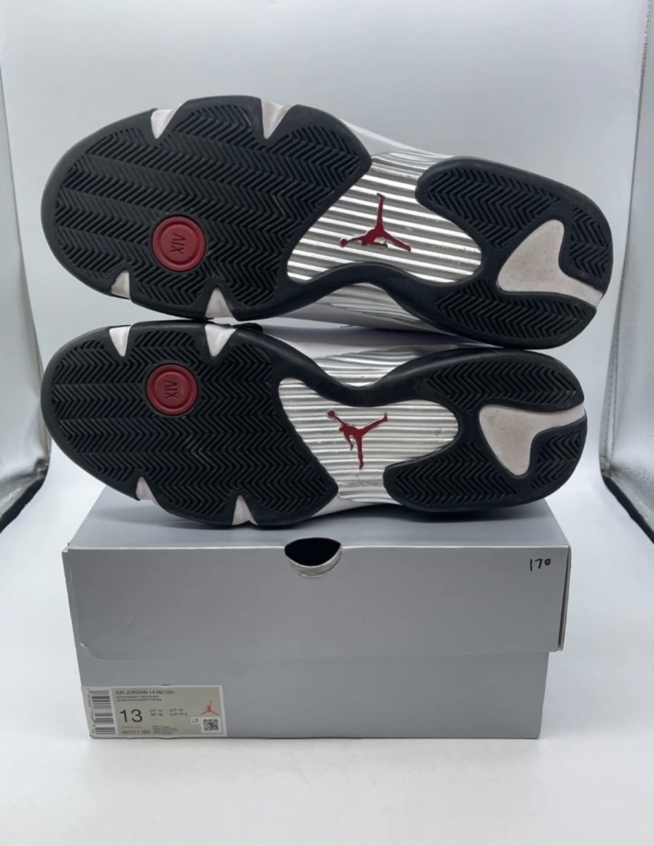 Jordan 14 Retro Black Toe (2024) 13 (Lightly Worn Pre-Owned)JordanWhite/Varsity Red/Black/Metallic Silver - Image 9