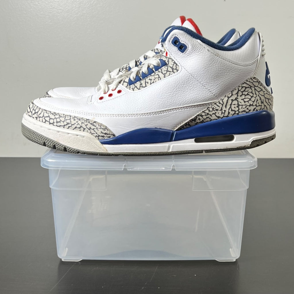 Jordan 3 Retro True Blue (2016) 11.5 (Heavily Worn Pre-Owned)JordanWhite/True Blue-Varsity Red - Image 3