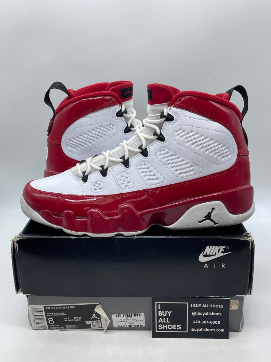 Jordan 9 Retro White Gym Red 8 (Moderately Worn Pre-Owned) - Image 1